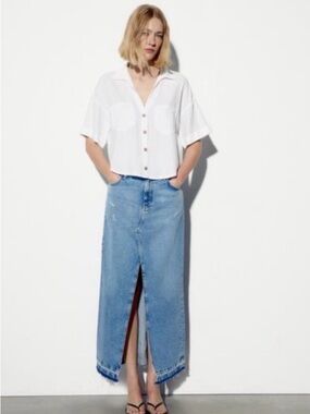 Zara Cream Linen-Look Shirt